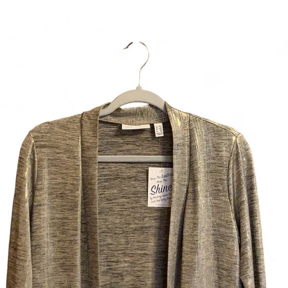 Susan Graver Cardigan Tank Set Foil Liquid Knit Metallic Thread Womens XXS - Picture 2 of 12